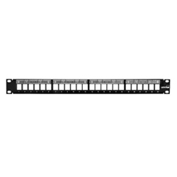 QuickPort Patch Panel with Magnifying Lens Label Holder, 24-Port, 1RU, Includes Cable Management Bar