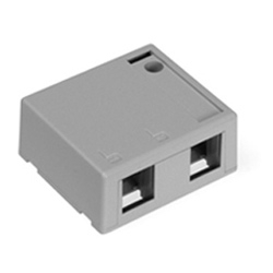 QuickPort Surface Mount Housing, 2-Port, Grey, Includes 1 Blank QuickPort Insert