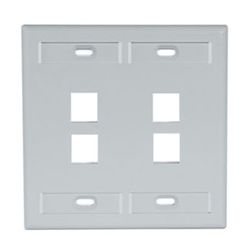 QuickPort Wallplate with ID Window, Dual Gang, 4-Port, Grey