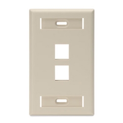 QuickPort Wallplate with ID Window, Single Gang, 2-Port, Ivory