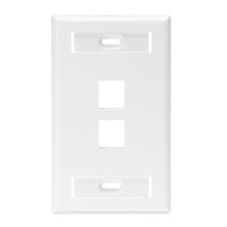 QuickPort Wallplate with ID Window, Single Gang, 2-Port, White
