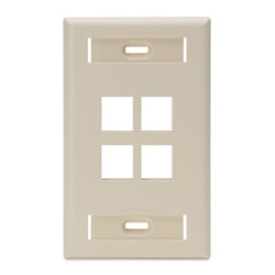 QuickPort Wallplate with ID Window, Single Gang, 4-Port, Ivory