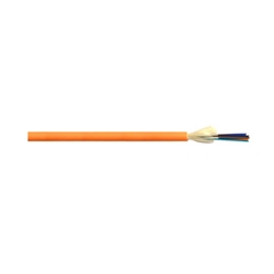 Indoor Single Unit Distribution Fiber Cable, Plenum Rated, 12-Fibers, OM1 TeraGain 62.5/125um Fiber, Round Configuration, Dielectric Aramid, Flame Retardant PVC Orange Jacket