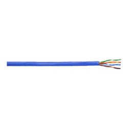 Plenum Copper Cable, 4 Pair, 24 AWG, Solid Annealed Plenum Copper Conductor, COBRA Category 5e+, Theroplastic/FRPVC, Blue Jacket, 1000 FT. Pop Box