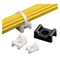 Cable Tie Mount, Indoor, for miniature cable ties, .51&quot; (13mm)L x .32&quot; (8.1mm)W, mounts with #4 (M2.5) Screw, Nylon 6.6, Pack of 100