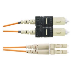 SC to LC multimode duplex patch cord, 10GbE, 1.6mm jacketed cable (one duplex SC connector on one end and one duplex LC connector on the other end) - 50/125µm.