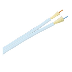 Interconnect Zip Cord Cable, Plenum Rated, 2-Fibers, 50/125um 10Gig OM4 Multimode Fiber, 2.9mm Diameter, Aqua Jacket