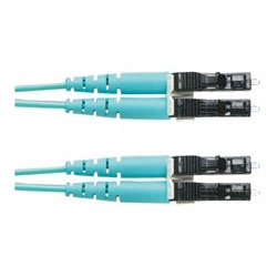 3M Simplex Patch Cord, Riser Rated, OM3 10GbE 50/125um Multimode Fiber, LC Connector to LC Connector, 1.6mm Jacketed Cable, Aqua Jacket