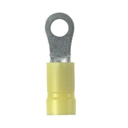 Ring Terminal, Vinyl Insulated, 12 - 10 AWG, #10 Stud Size, Funnel Entry, Pack of 50