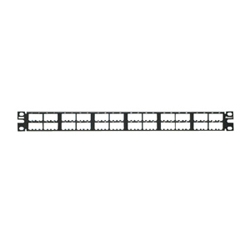 48-Port High Density Modular Patch Panel, Vertical Numbering Sequence from Top to Bottom Across Panel, Black
