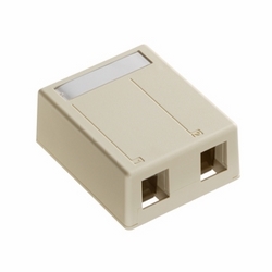 Surface-Mount Box for Shielded Connectors, 2-Port, Ivory