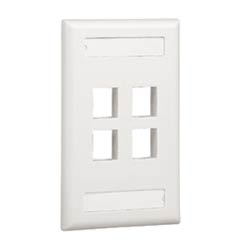 NK 4-Port, single gang, Flush Mount Vertical Faceplate With Labels, Off White