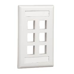 NK 6-Port, single gang, Flush Mount Vertical Faceplate With Labels, Electric Ivory