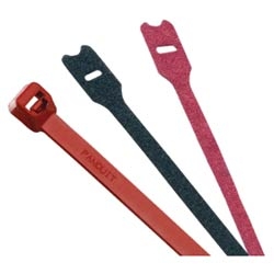 Hook And Loop Tie, Plenum Strip, 12.0&quot;L (305mm), .75&quot;W (19.1mm), Maroon, Pack of 10