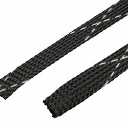 Braided Expandable Sleeving, 1.25&quot; diameter (31.8mm), Black, Flame Retardant, Polyethylene Terephthalate, 200 ft. per reel