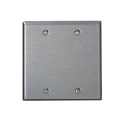 2-gang No Device Blank Wallplate, Standard Size, 430 Stainless Steel, Box Mount - Stainless Steel